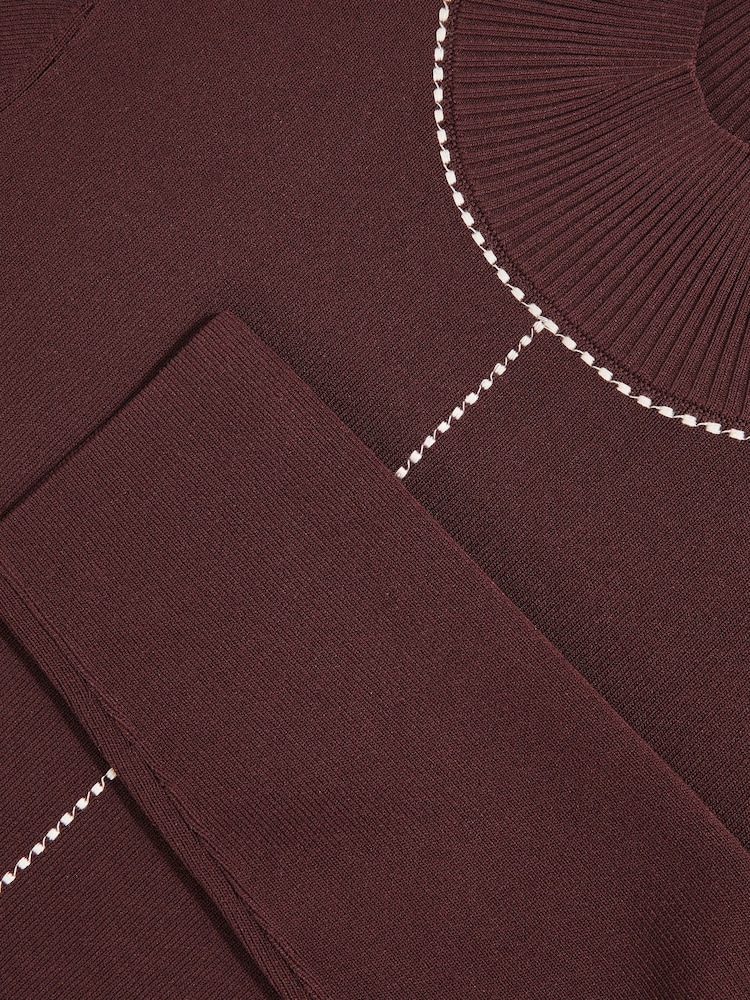 Reiss Burgundy/Camel Kya Jumper - Image 6 of 6