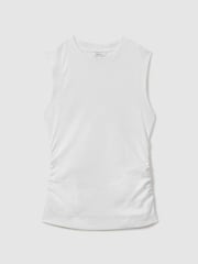 Reiss White Trudy Fine Rib Ruched Vest Top - Image 2 of 6