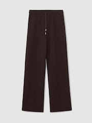 Reiss Dark Chocolate Brown Jemma Modal-Blend Interlock Wide-Leg Joggers - Image 2 of 5