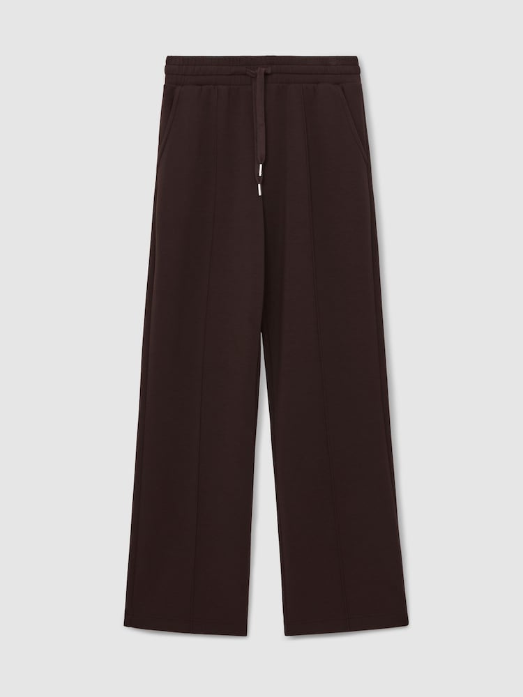 Reiss Dark Chocolate Brown Jemma Modal-Blend Interlock Wide-Leg Joggers - Image 2 of 5