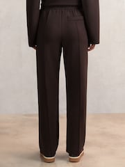 Reiss Dark Chocolate Brown Jemma Modal-Blend Interlock Wide-Leg Joggers - Image 4 of 5