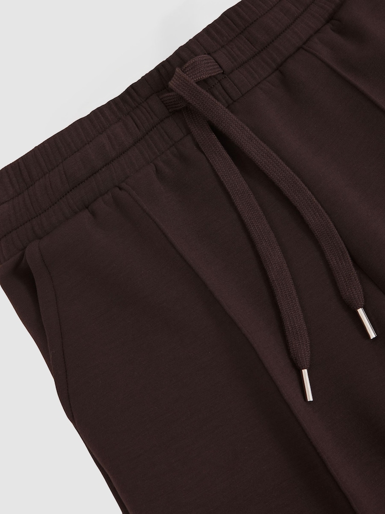 Reiss Dark Chocolate Brown Jemma Modal-Blend Interlock Wide-Leg Joggers - Image 5 of 5