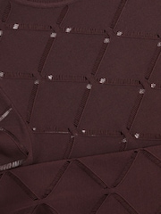 Reiss Burgundy Seren Laser-Cut Funnel-Neck Knit Top - Image 7 of 7