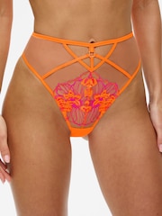 Ann Summers Orange Bright Ambitious Embroidered High Waist Brazilian Knickers - Image 4 of 6