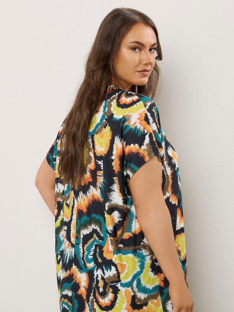 Evans Green Printed Cold Shoulder T-Shirt - Imagem 2 de 5
