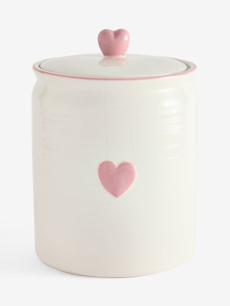 Pink Heart Ceramic Bread Bin - Image 1 of 1