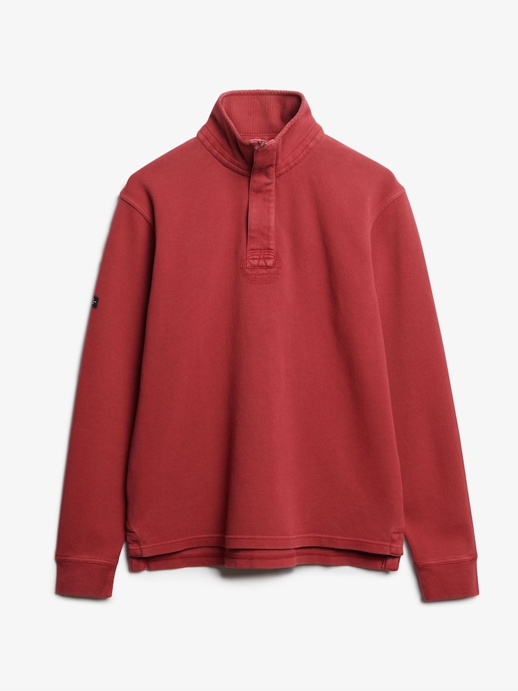 Superdry Red Cotton Classic Pique Half Zip Jumper - Image 4 of 4