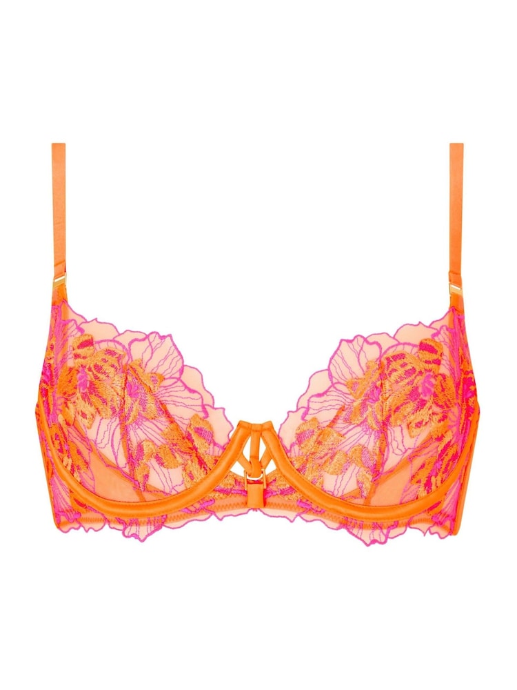 Ann Summers Orange Bright Ambitious Embroidered Non Pad Balcony Bra - Image 6 of 6