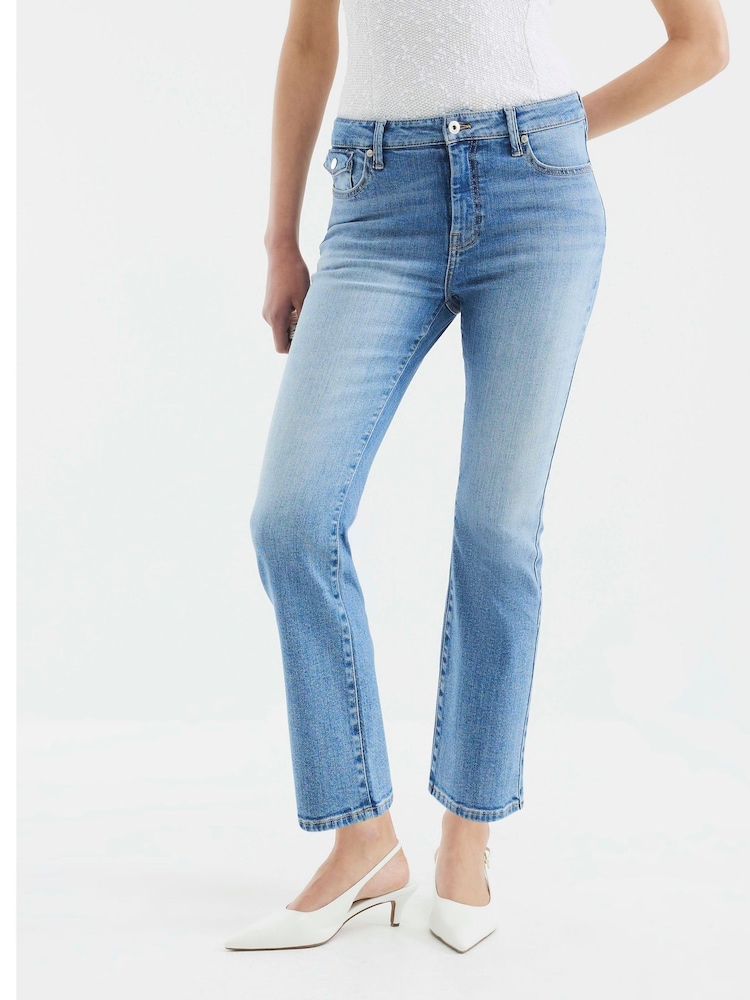 River Island Blue Mid Rise Cropped Bootcut Jeans - Image 2 of 4