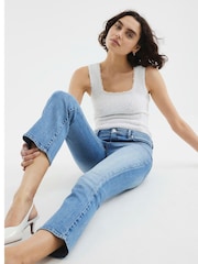 River Island Blue Mid Rise Cropped Bootcut Jeans - Image 4 of 4