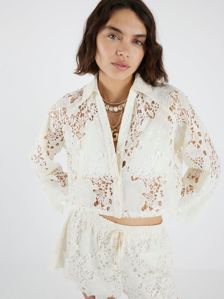 River Island Cutwork Sequin Shirt - Imagen 1 de 4