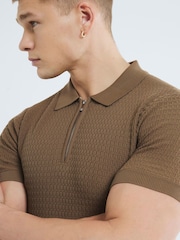 River Island Muscle Fit Textured Tipped Polo Shirt - Imagen 4 de 6