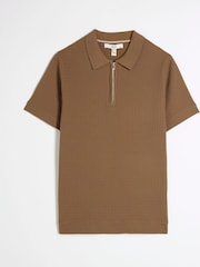 River Island Muscle Fit Textured Tipped Polo Shirt - Imagen 5 de 6