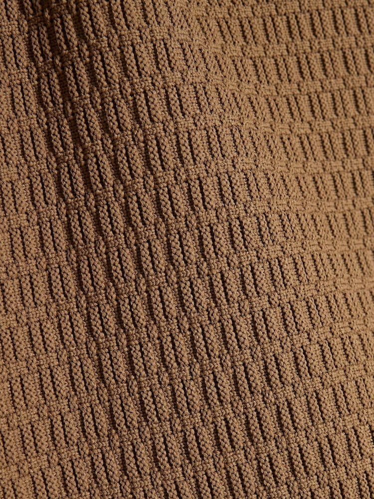 River Island Brown Muscle Fit Textured Tipped Polo Shirt - Image 6 of 6 River Island Brown Muscle Fit Textured Tipped Polo Shirt - Image 6 of 6