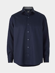 Savile Row Company Classic Fit Blue Cotton Twill Single Cuff Smart Casual Shirt - Image 1 of 3