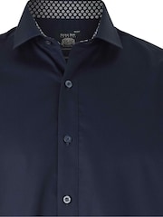 Savile Row Company Classic Fit Blue Cotton Twill Single Cuff Smart Casual Shirt - Image 3 of 3