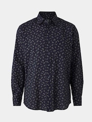 Savile Row Company Classic Fit Blue Stretch Cotton Floral Print Casual Shirt - Image 1 of 3