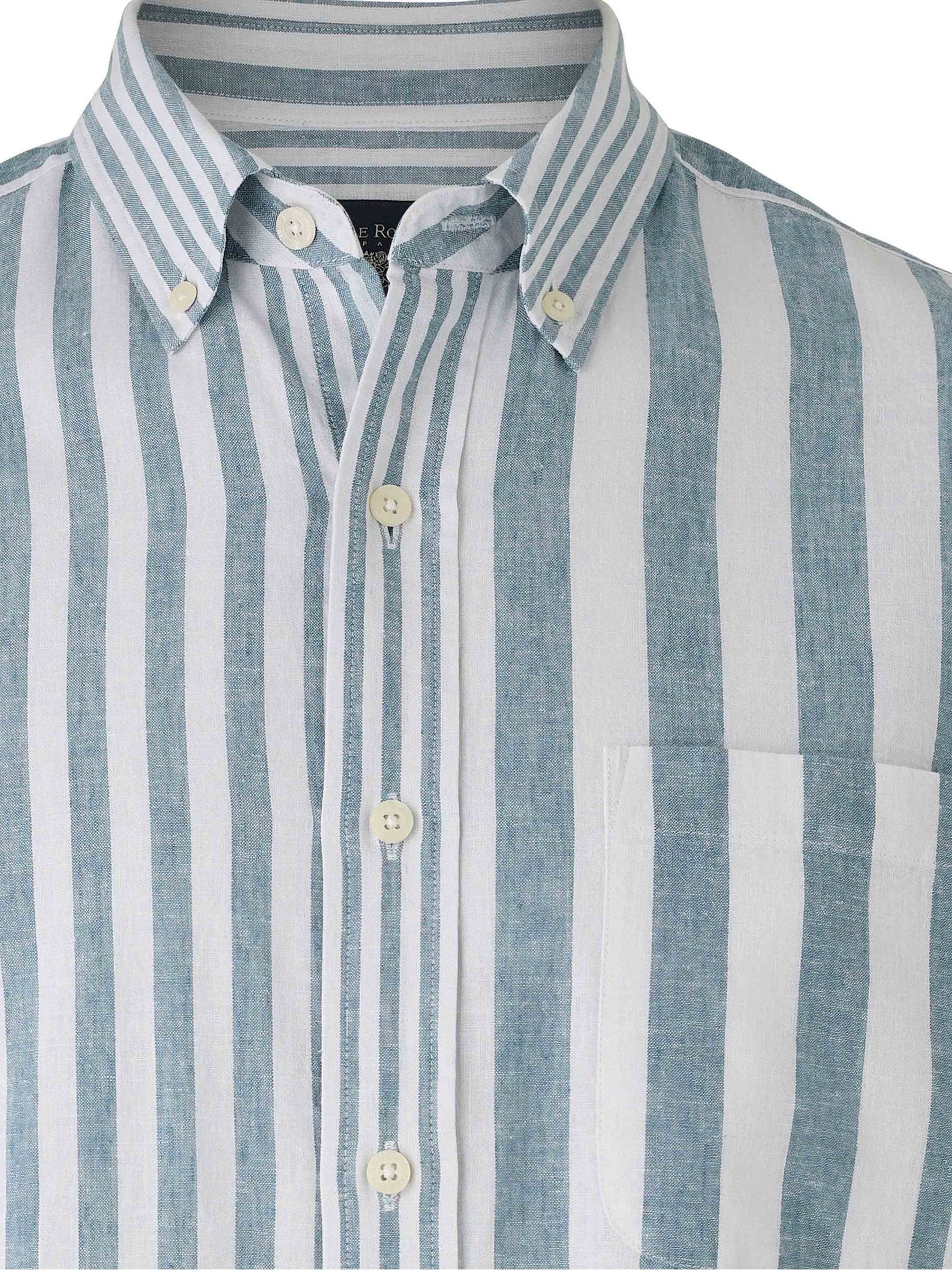 Buy Savile Row Company Blue Classic Fit Variegated Stripe Linen