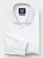 Savile Row Company Classic Fit Blue Cotton Twill Single Cuff Smart Casual Shirt - Image 2 of 3