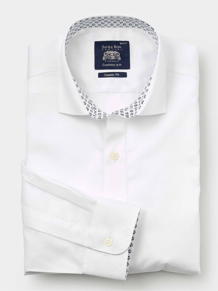 Savile Row Company Classic Fit Blue Cotton Twill Single Cuff Smart Casual Shirt - Image 2 of 3