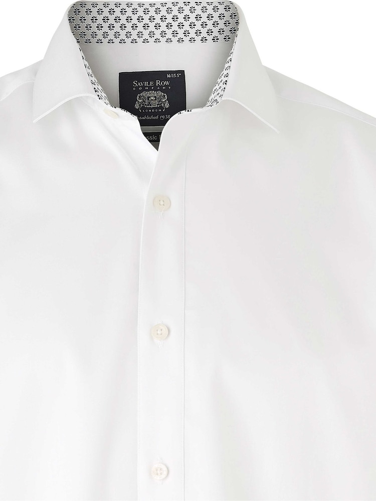 Savile Row Company Classic Fit Blue Cotton Twill Single Cuff Smart Casual Shirt - Image 3 of 3