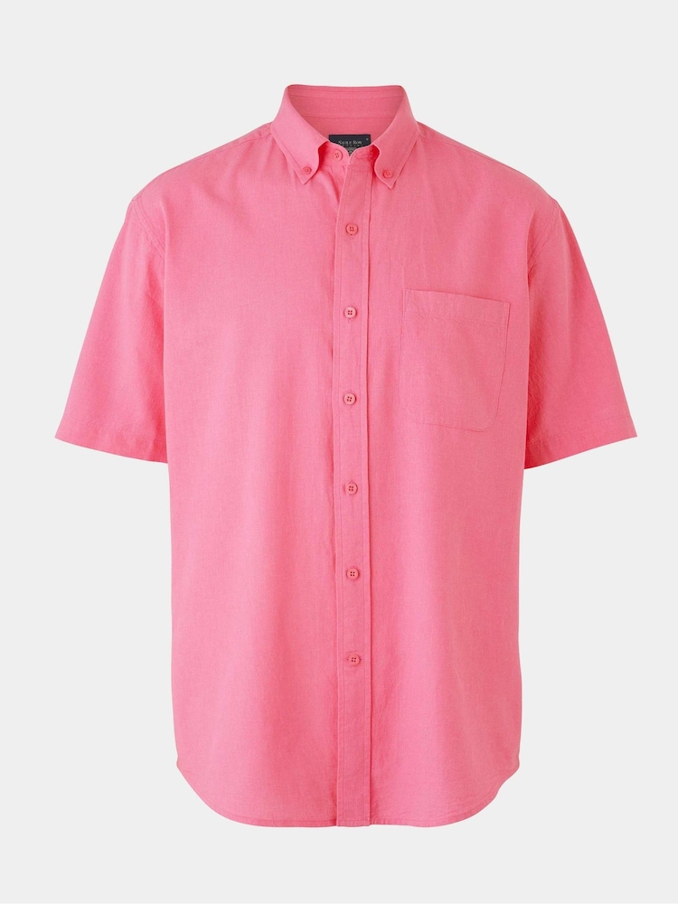 Rosa - Camisas casuais de manga curta deSavile Row Company e algodão com ajuste clássico Linen - Imagem 1 de 3
