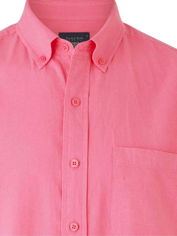 Rosa - Camisas casuais de manga curta deSavile Row Company e algodão com ajuste clássico Linen - Imagem 2 de 3