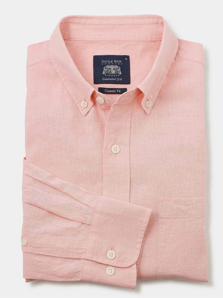 Alaranjado - Camisas casuaisSavile Row Company e algodão com botões corte clássico Linen - Imagem 2 de 3