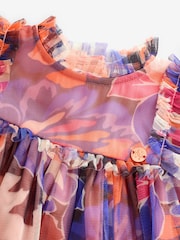 Angel & Rocket Purple Eleanor Floral Print Mesh Dress - Image 3 of 5