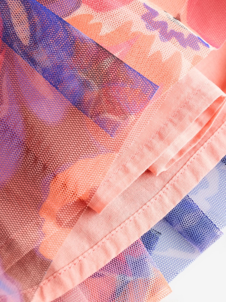 Angel & Rocket Purple Eleanor Floral Print Mesh Dress - Image 5 of 5