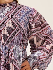 Angel & Rocket Purple Adrienne Balloon Sleeve Boho Print Dress - Image 4 of 7