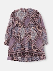 Angel & Rocket Purple Adrienne Balloon Sleeve Boho Print Dress - Image 5 of 7