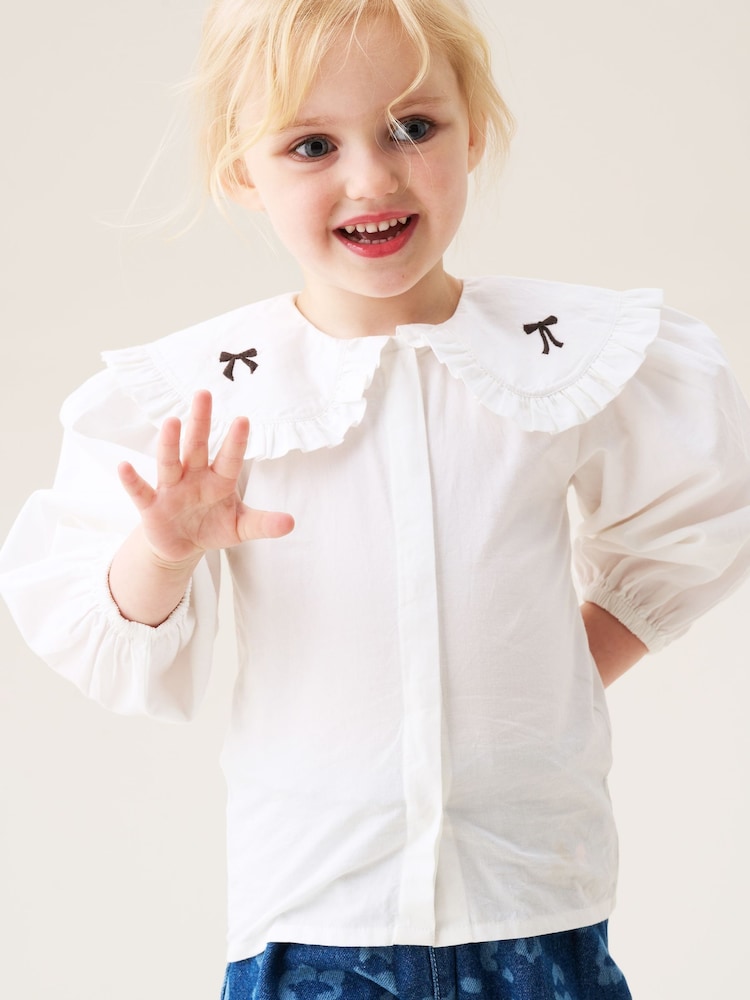 Angel & Rocket White Afina Embroidered Collar Blouse - Image 4 of 4