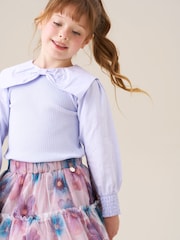 Angel & Rocket Elise Bow Collar Woven Sleeve Top - Slika 2 iz 7