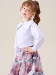 Angel & Rocket Elise Bow Collar Woven Sleeve Top - Slika 4 iz 7