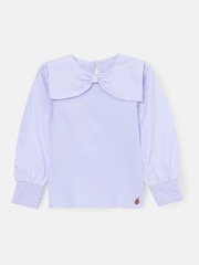 Angel & Rocket Elise Bow Collar Woven Sleeve Top - Slika 5 iz 7