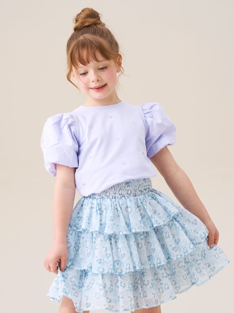 Angel & Rocket Blue Polly Leopard Print Ra Ra Skirt - Image 2 of 6