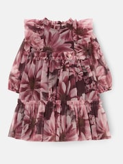 Angel & Rocket Purple Eleanor Floral Print Mesh Dress - Image 1 of 3