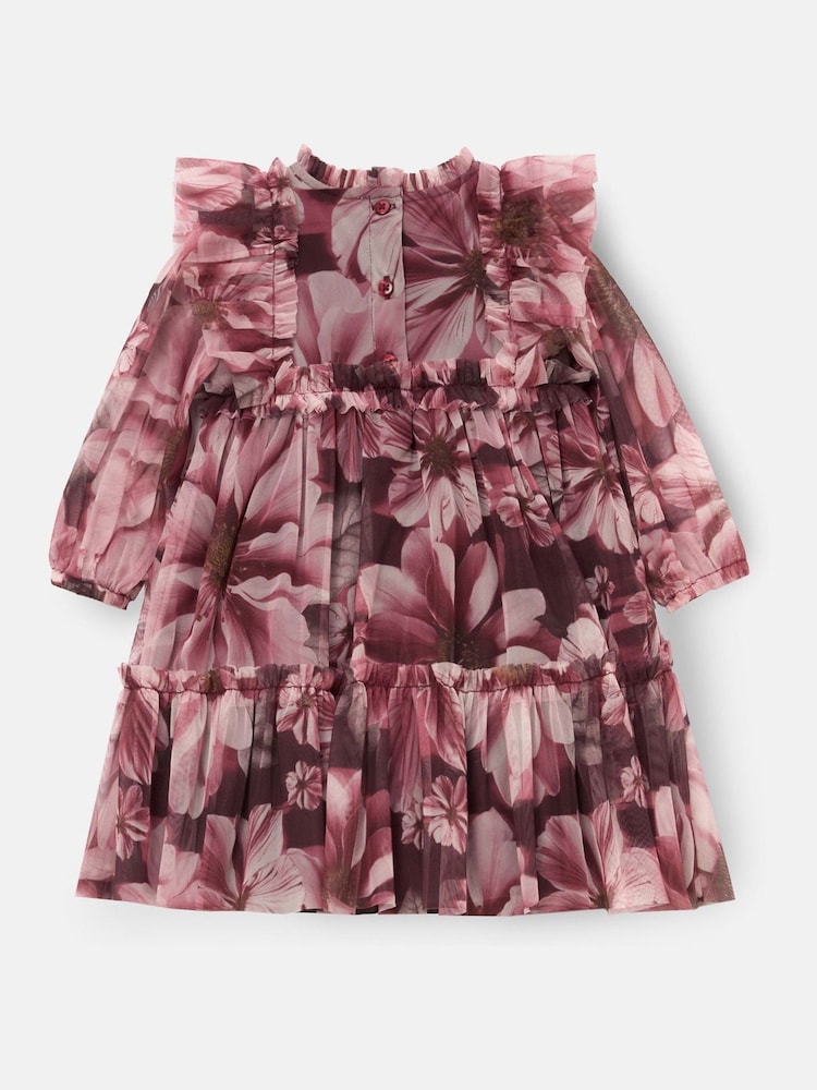 Angel & Rocket Purple Eleanor Floral Print Mesh Dress - Image 2 of 3 Angel & Rocket Purple Eleanor Floral Print Mesh Dress - Image 2 of 3