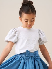 Angel & Rocket Grey Agatha Heart Print Rib T-Shirt - Image 1 of 6
