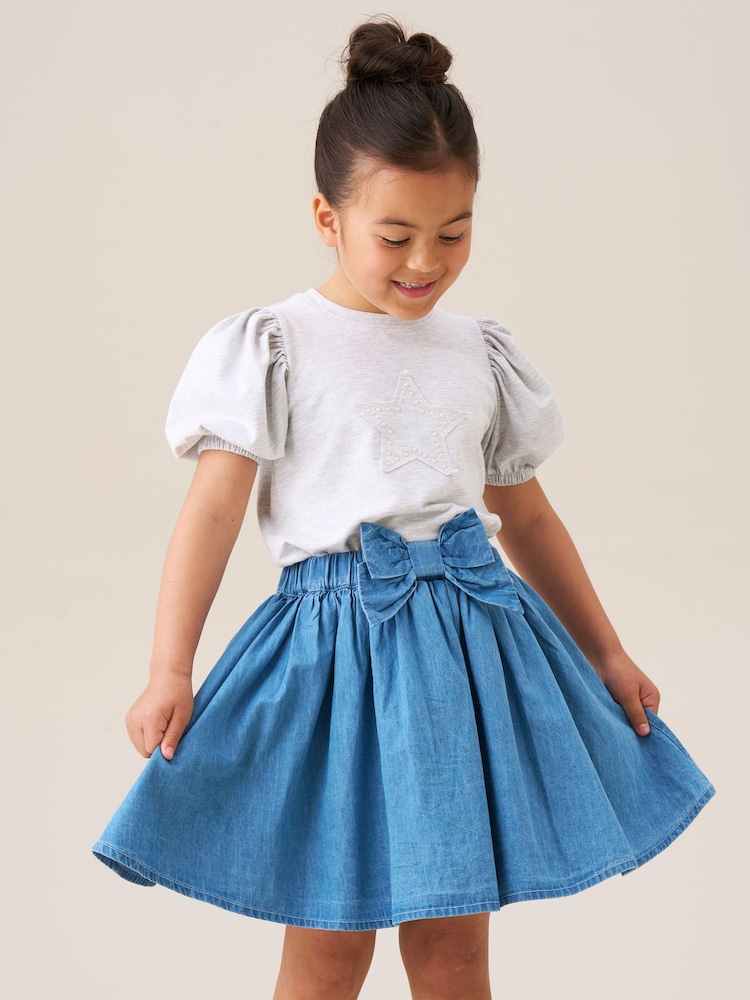 Angel & Rocket Grey Agatha Heart Print Rib T-Shirt - Image 2 of 6