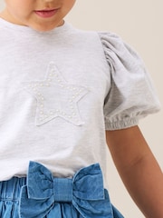 Angel & Rocket Grey Agatha Heart Print Rib T-Shirt - Image 3 of 6