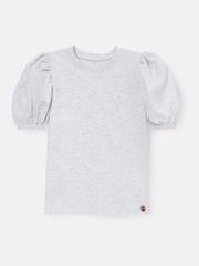 Angel & Rocket Grey Agatha Heart Print Rib T-Shirt - Image 4 of 6