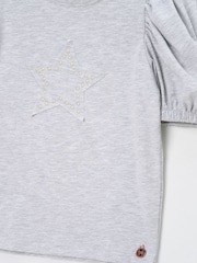 Angel & Rocket Grey Agatha Heart Print Rib T-Shirt - Image 6 of 6