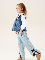 Angel & Rocket Blue Petra Leopard Print Denim Gilet - Image 3 of 7