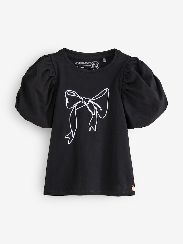 Angel & Rocket Black Aofie Bow T-Shirt - Image 1 of 5