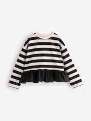 Angel & Rocket Black Marley Stripe Peplum T-Shirt - Image 1 of 1