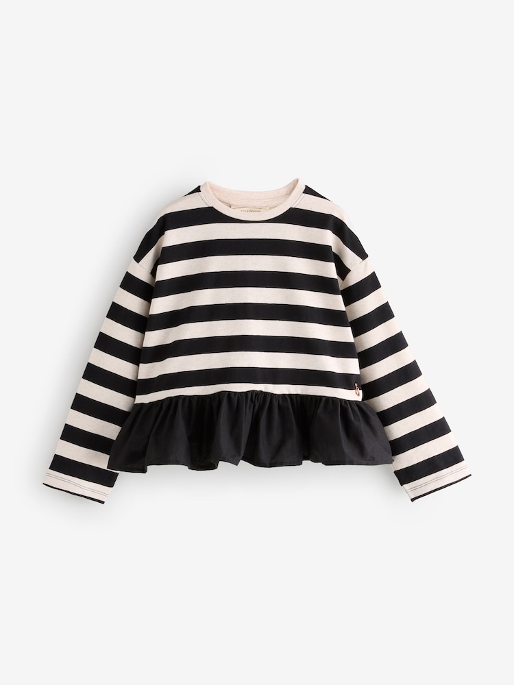 Angel & Rocket Black Marley Stripe Peplum T-Shirt - Image 1 of 1