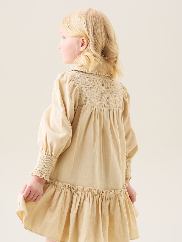 Angel & Rocket Natural Harper Shirred Denim Shirt Dress - Image 2 of 7 Angel & Rocket Natural Harper Shirred Denim Shirt Dress - Image 2 of 7