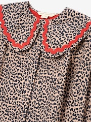 Angel & Rocket Brown Elle Leopard Print Frill Collar Blouse - Image 10 of 10